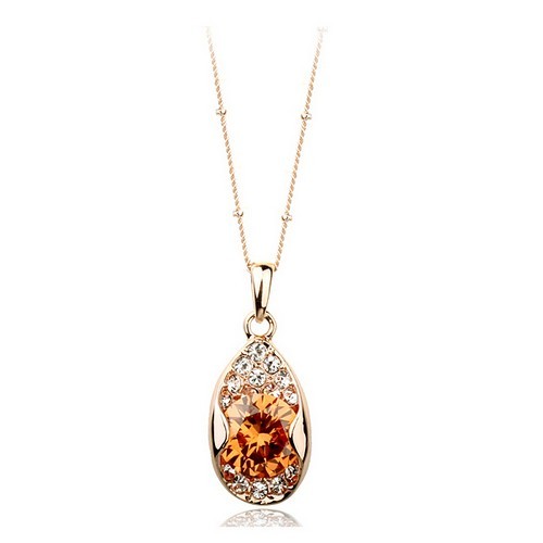 

Подвеска Italina в форме капельки с кристаллом Swarovski карамельного цвета, 42 - 47 см