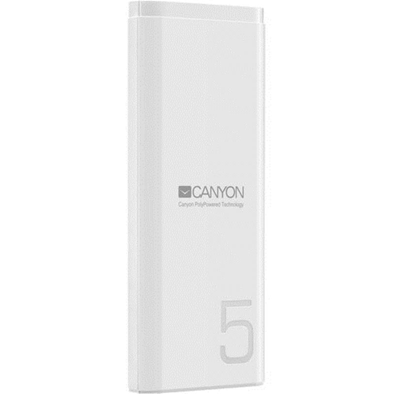 

УМБ Power Bank Canyon 5000mAh 1USB Type-C 2.1A White (CNE-CPB05W)