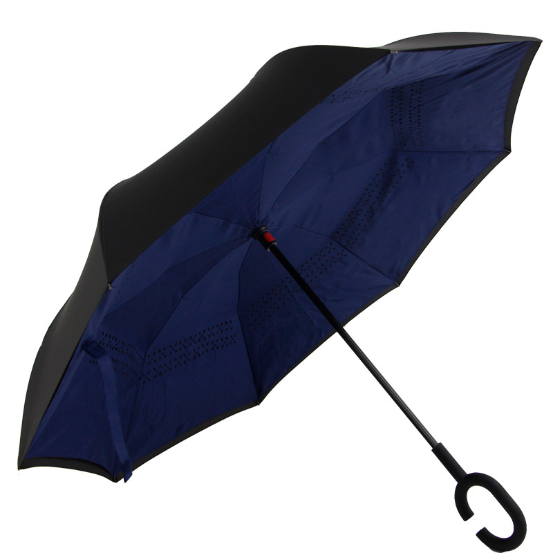 

Зонт обратного сложения наоборот Up-Brella умный антизонт (смарт зонт) Темно синий