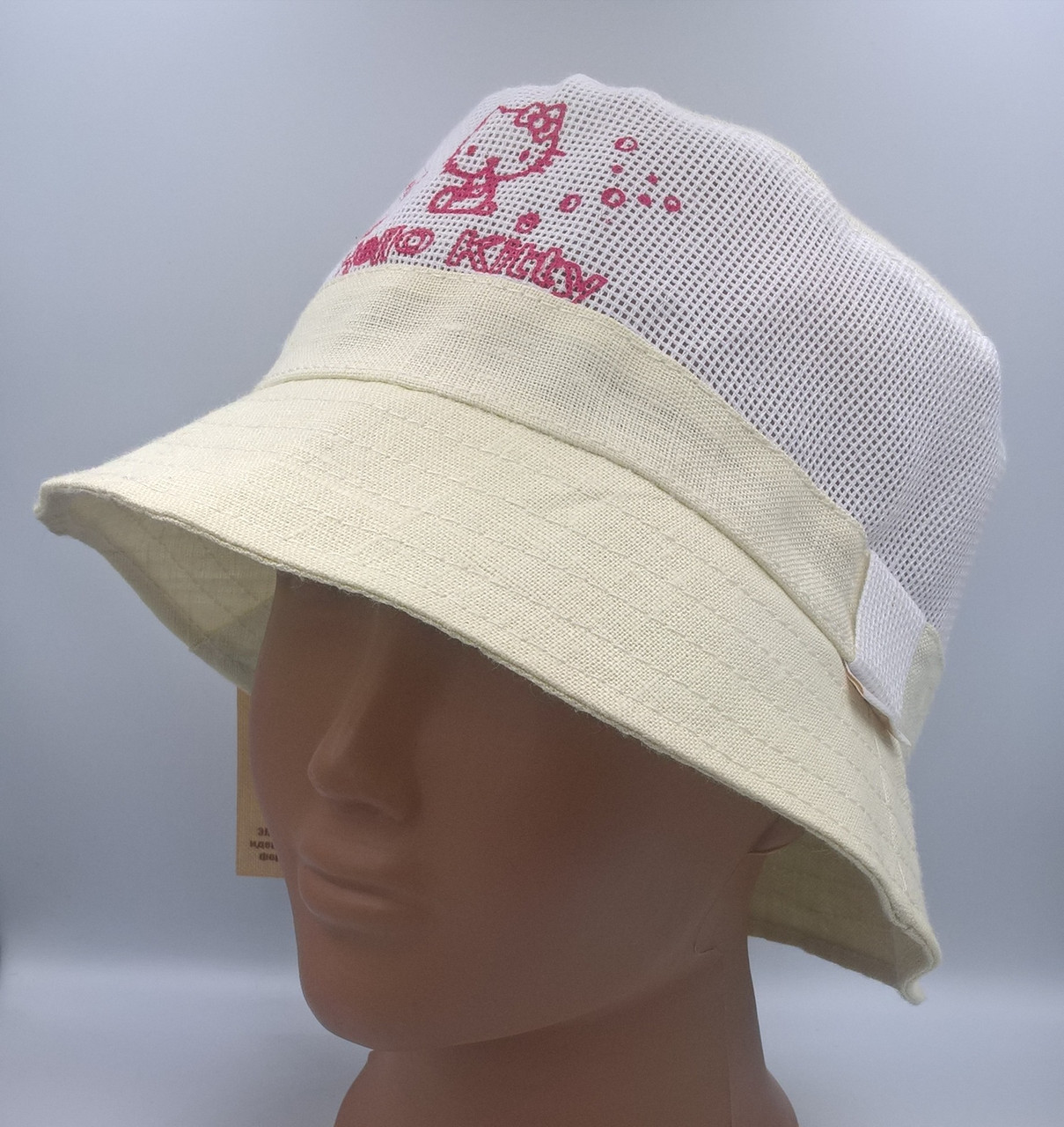

Детская летняя панама из льна бежевый сетка 652/7/32 Hello Kitty, Ellipse 52 размер