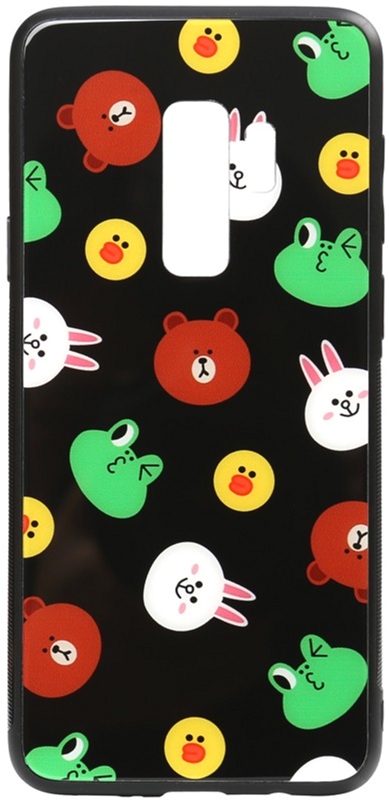 

Панель TOTO Cartoon Print Glass Case для Samsung Galaxy S9+ Line friends Black