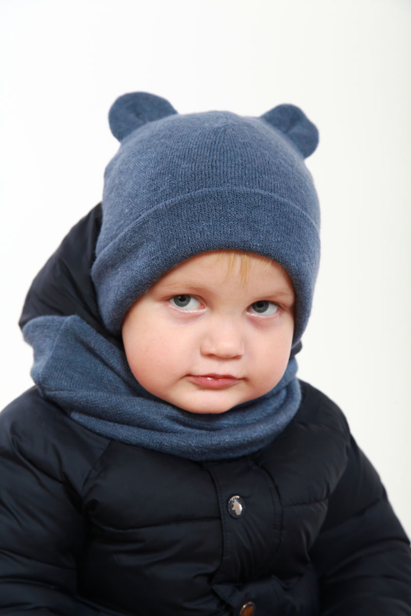 

Шапка и снуд из ангоры Мишка Beeba 48-50р. Джинс 1796
