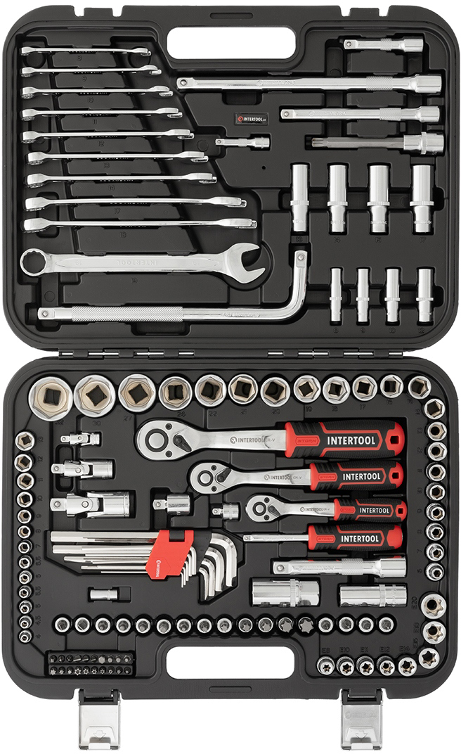 

Набір інструментів Intertool Cr-V Storm 1/2" & 3/8" & 1/4" 126 предметів (ET-8126)