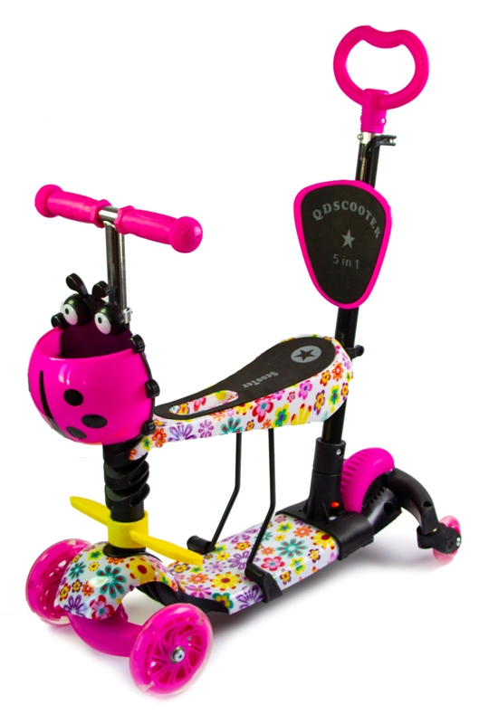 Детский самокат Scooter Божья коровка 5 в 1 Flowers с родительской ...