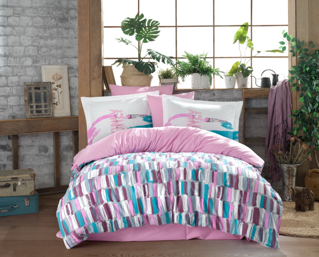 

Комплект постельного белья Hobby Poplin Mikado 200x220 Розовый