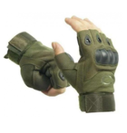 Безпалі тактичні перчатки з посиленим протектором Олива XL - зображення 3