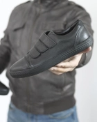 Мужские черные кожаные кеды на липучках 45 р (30 см) - изображение 5