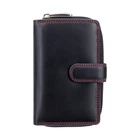 Женский кожаный кошелёк чёрный с красным внутри Visconti CD22 BLK/RED