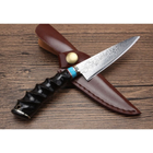 Нож коллекционный для охоты, рыбалки Дамаск XCD188 + Кожаный чехол - изображение 5