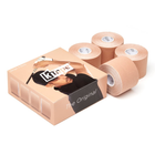 Бавовняний кинезио тейп K-Tape Beige, 5 см х 5 м, бежевий, 4 шт упаковка (100143) - зображення 3