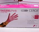 Рукавички нітрилові Ceros Fingers розмір XS black 100 шт Рожевий - зображення 1