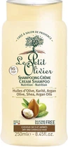 Шампунь для сухих и поврежденных волос Le Petit Olivier Cream Shampoo Nutrition с маслами оливы, арганы и ши 250 мл (3549620008388)