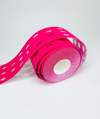 Тейп кінеза з отворами 5 см Kinesiology Tape, перфорований тейп рожевий - зображення 5