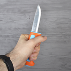 Нож фиксированный Mora Basic 546 LE 2018 (длина: 206мм, лезвие: 89мм), голубой/оранжевый - изображение 5
