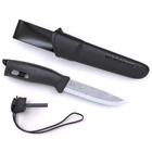 Нож фиксированный Mora Companion Spark (длина: 238мм, лезвие: 104мм) + огниво, черный - изображение 3