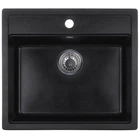 Мойка для кухни ZERIX гранитная ZS-5751S-03 570x510мм прямоугольная врезная с сифоном черная ZX4596