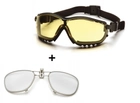 Баллистические очки с уплотнителем и диоптрической вставкой Pyramex модель V2G желтые - изображение 1