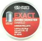Кулі пневматичні (для повітря) 5,5мм 1,645г (200шт) JSB Diabolo Exact Jumbo Monster. 14530529 - зображення 1