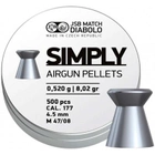 Пульки JSB Diabolo Simply 4,5 мм, 0.52 г, 500 шт/уп (001245-500) - изображение 1