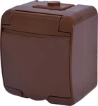 Розетка з заземленням та кришкою RHE-1s-KR ETI 4668050 коричнева