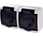 Розетка двойная с з/к ETI Hermetics RHE-2sd белая с дымчатой крышкой IP54 (4668020)