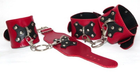 Кожаные наручники и поножи с декоративной вставкой цвет красный (17653036000000000) - изображение 1
