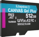 Kingston MicroSDXC 512GB Canvas Go! Plus Class 10 UHS-I U3 V30 A2 + SD-адаптер (SDCG3/512GB) - изображение 3