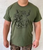 Мужская футболка для охотника принт Морда кабана XXL темный хаки - изображение 1