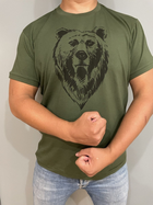 Мужская футболка для охотника принт Непреклонный медведь L темный хаки - изображение 3