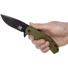 Нож складной SKIF Sturdy II BSW (длина: 223мм, лезвие: 96мм, черное), оливковый - изображение 3