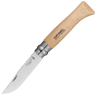 Нож складной Opinel №8 Inox (длина: 190мм, лезвие: 85мм), бук, ножны кожа - изображение 1