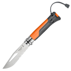 Нож складной Opinel №8 Outdoor полусеррейтор (длина: 190мм, лезвие: 85мм), оранжевый - изображение 1