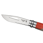 Нож складной Opinel №8 Outdoor полусеррейтор (длина: 190мм, лезвие: 85мм), красный/коричневый - изображение 2