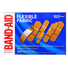 Пластыри Band Aid из гибкого материала, 100 штук разных размеров - изображение 1