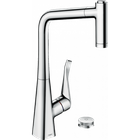 Змішувач Hansgrohe Metris Select 320 2jet кухонний на 2 отвори з витяжним виливом Sbox Chrome 73806000
