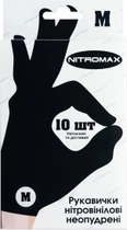 Одноразовые перчатки Nitromax нитриловиниловые без пудры M 10 шт Черные (NT-NTR-BLKM) - изображение 1