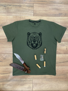 Чоловіча футболка принт Суровий ведмідь L темний хакі - зображення 2