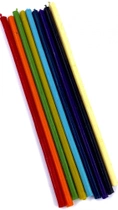 Набор восковых свечей цветных (красный, оранжевый, желтый, зеленый, голубой, синий, фиолетовый ), сответствующих 7 чакрам, плюс черная и белая свеча 010707 - изображение 1