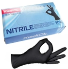 Медицинские нитриловые перчатки MediOk, 100 шт, 50 пар, размер S, черные - изображение 1