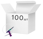 Игла для забора крови тип «Бабочка» Eximlab 24Gx ¾" (0.55x19 мм), трубка 18 см, стерильная, цвет фиолетовый 100 шт ( 70100301) - изображение 1