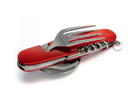 Туристический складной нож из нержавеющей стали 6 в 1 ложка вилка нож штопор шило открывашка SENIK красный - изображение 1