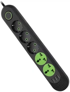 Сетевой фильтр Voltronic 3 розетки EU + 2 розетки Universal + 3 USB, 1.5 м, сечение 3х0.75 мм, 2500 В Черный (F02U-Black)