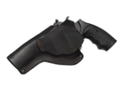 Кобура для Револьвера 4 поясная скрытого внутрибрючного ношения с клипсой не формованная кожаная чёрная MS - изображение 3