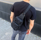 Нагрудная сумка рюкзак тактическая военная Darvoz 38х19.5х11 см Черная - изображение 4