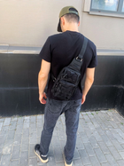 Нагрудная сумка рюкзак тактическая военная Darvoz 38х19.5х11 см Черная - изображение 5