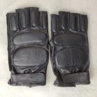 Чоловічі шкіряні тактичні рукавички для військових (спецназ) без пальців без підкладки GlovesUA мод.312 р.10,5 чорні - зображення 3