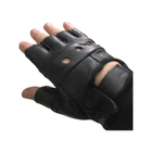 Рукавички без пальців, тактичні рукавички без пальців зі шкіри (пара), колір чорний - зображення 3