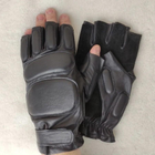 Чоловічі шкіряні тактичні рукавички для військових (спецназ) без пальців без підкладки GlovesUA мод.312 р.8,5 чорні - зображення 1