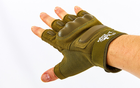 Перчатки тактические с открытыми пальцами SILVER KNIGHT 7053 XL Оливковые - изображение 3