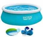 Детский надувной круглый бассейн Intex Easy Set Pool 880 л. Наливной переносной трехслойный устойчив с эффектом мозаики 183 х 51 см Blue